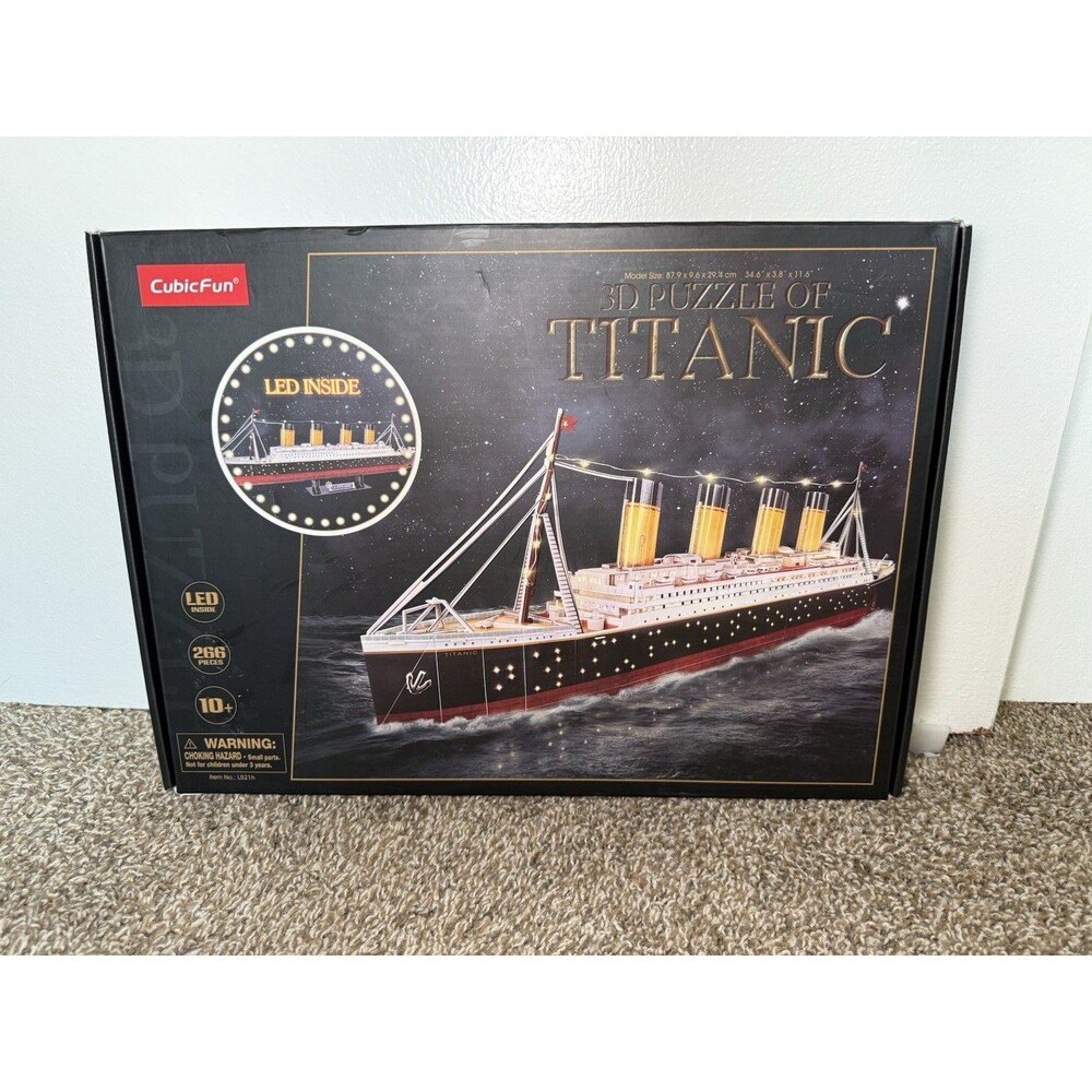 Cubic Fun 3D Puzzles of Titanic With LED Inside 266pcs 3D Puzzle - New/Box Open